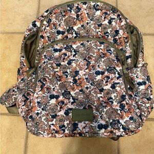 Vera Bradley Floral Quilted Backpack in Pink, Navy & Tan Accents